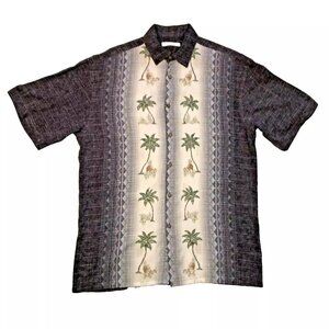 PINEAPPLE HAWAIIAN SHIRT SIZE M PALM TREES BROWN CAMPIA MODA MENS